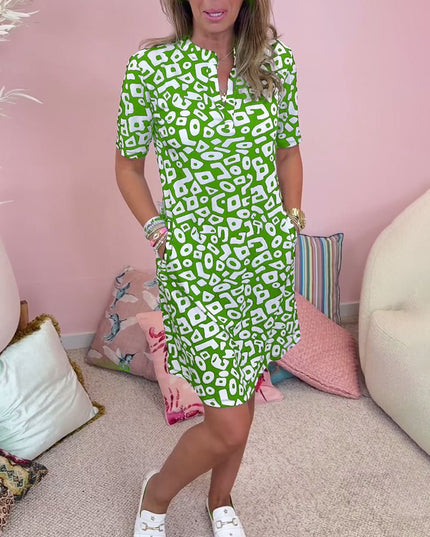 Sophie | Pocketed V-neck Print Dress