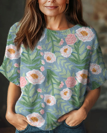 Blue Meadow Bloom Knit Sweater