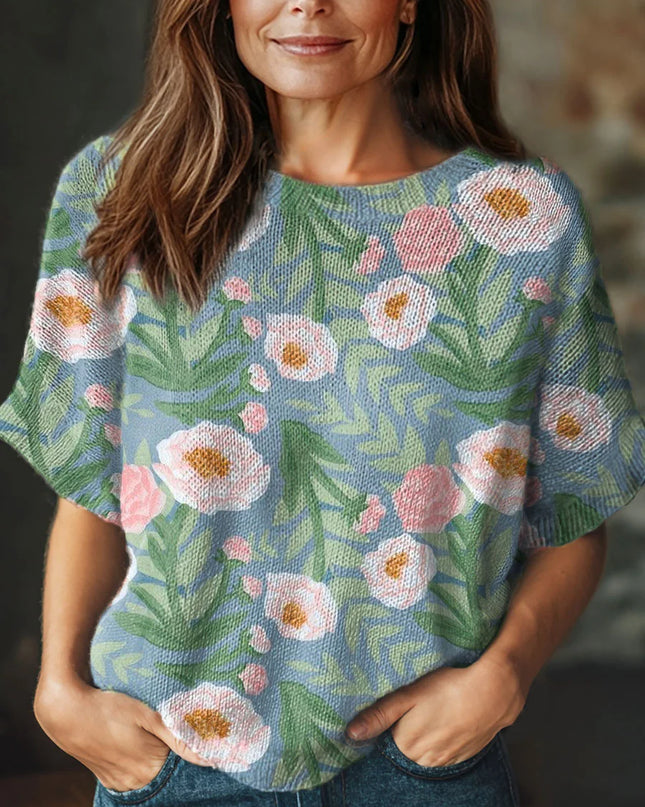 Blue Meadow Bloom Knit Sweater