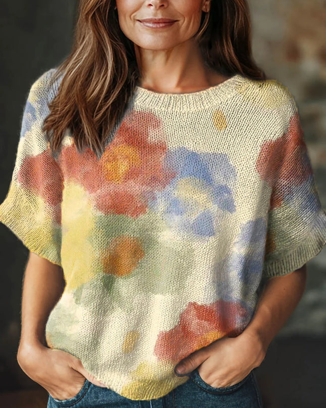 Watercolor Garden Knit Sweater