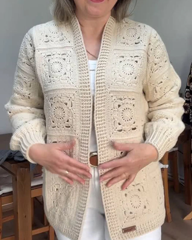 Vintage Crochet Knit Cardigan Sweater