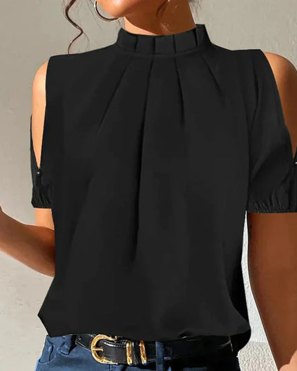 Lena | Pleated top with slit sleeves