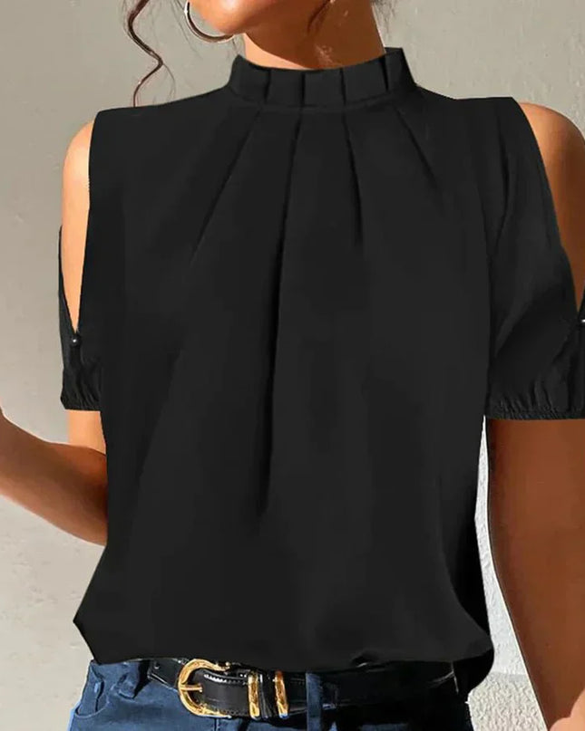 Lena | Pleated top with slit sleeves