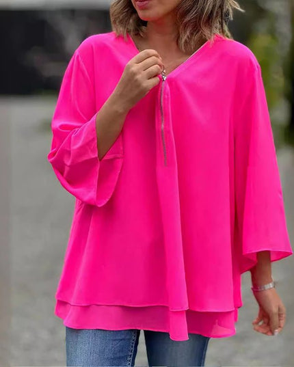 Lorelai | Chiffon Zipper Blouse