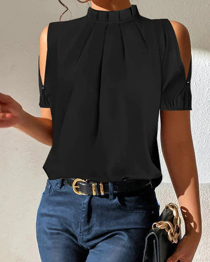 Lena | Pleated top with slit sleeves
