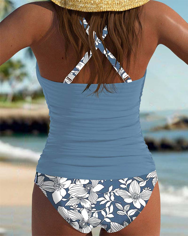 Ruched Keyhole Tankini Set