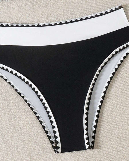 Black & White Geo-Trim Halter Bikini