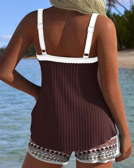 Tribal Print Shorts Tankini Set