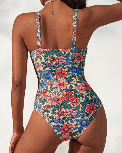Floral Scallop-Edge One-Piece Swimsuit