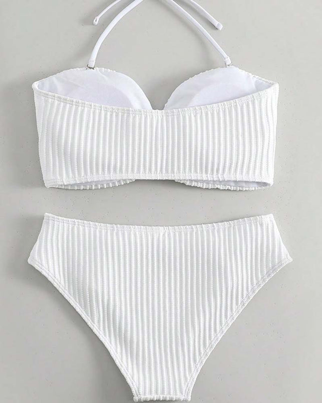 Ribbed Bikini with Gold Chain Detail