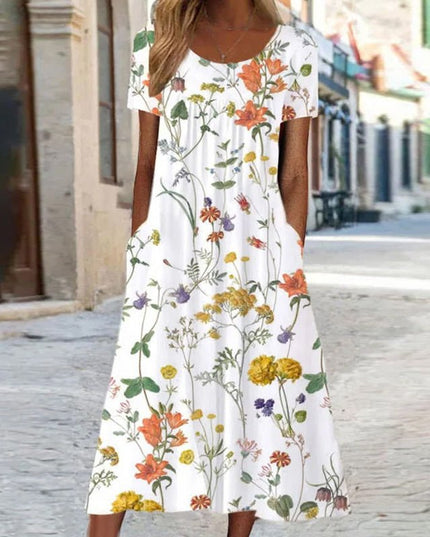 Ella | Bohemian Floral Dress with Belly Coverage