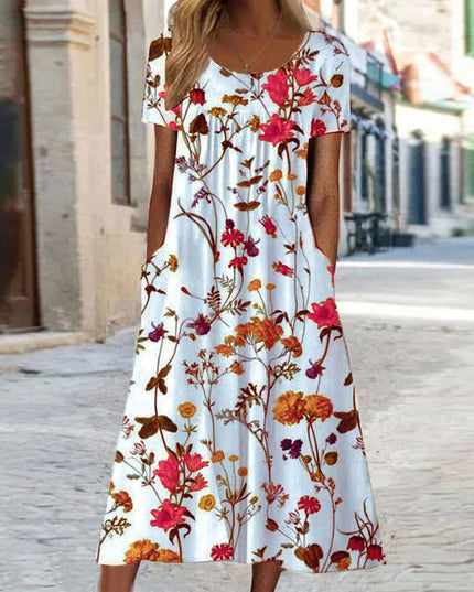 Ella | Bohemian Floral Dress with Belly Coverage