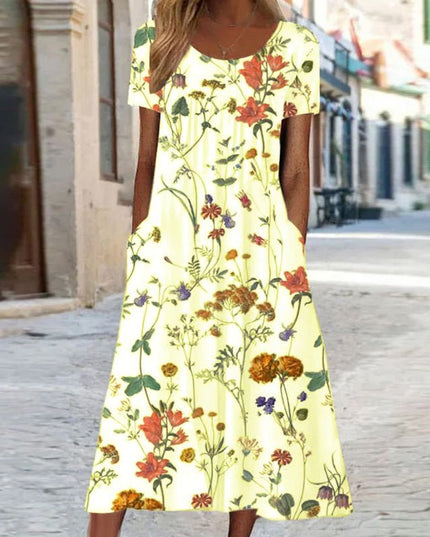 Ella | Bohemian Floral Dress with Belly Coverage