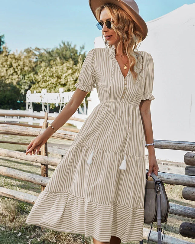 Elodie | Striped Tassel Midi