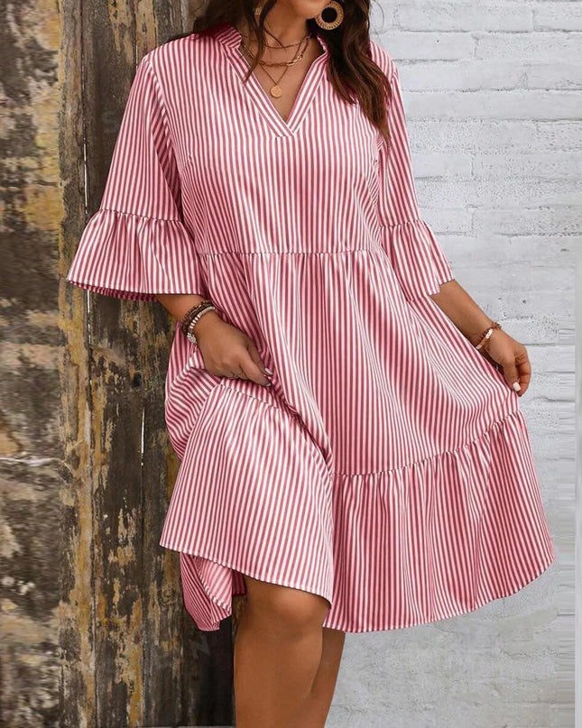 Micaela | Summer Striped Ruffle Dress