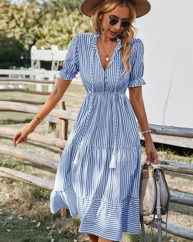 Elodie | Striped Tassel Midi