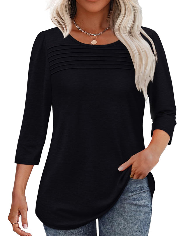 Mona | Pleated 3/4 Sleeve Top