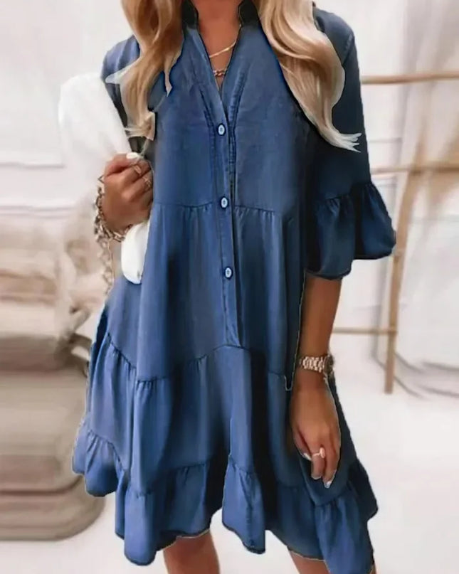 Amy | Ruffle Denim Dress