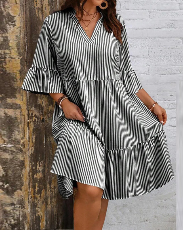 Micaela | Summer Striped Ruffle Dress