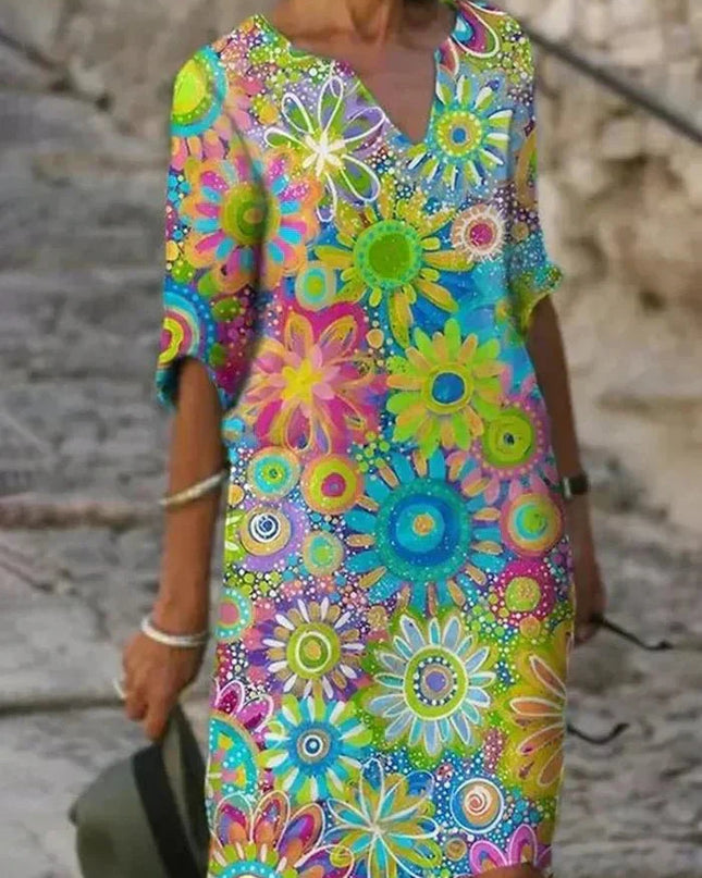Nira | Vibrant Floral Midi Dress