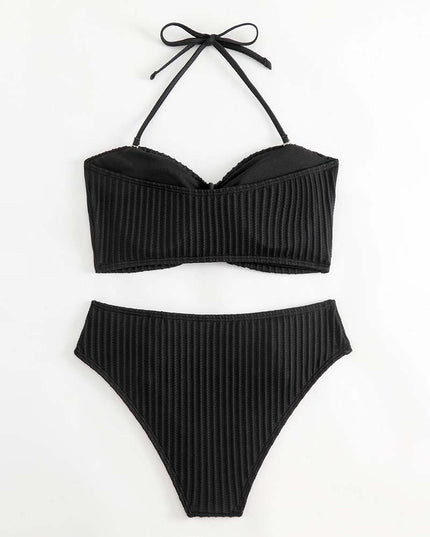 Ribbed Bikini with Gold Chain Detail