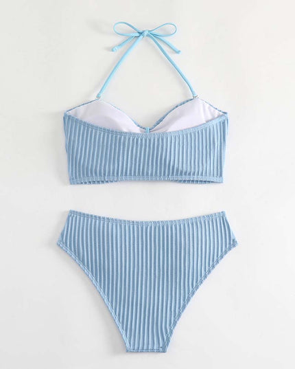 Ribbed Bikini with Gold Chain Detail