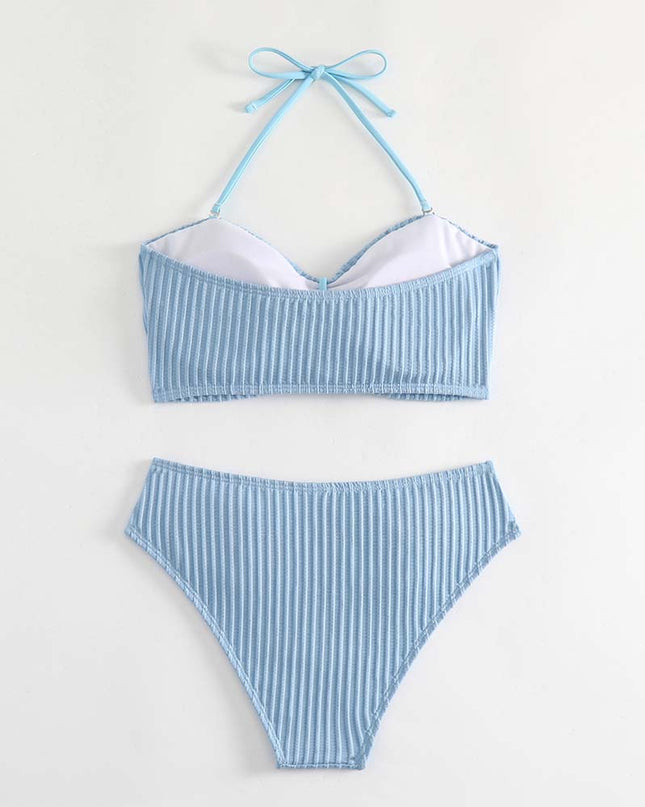 Ribbed Bikini with Gold Chain Detail