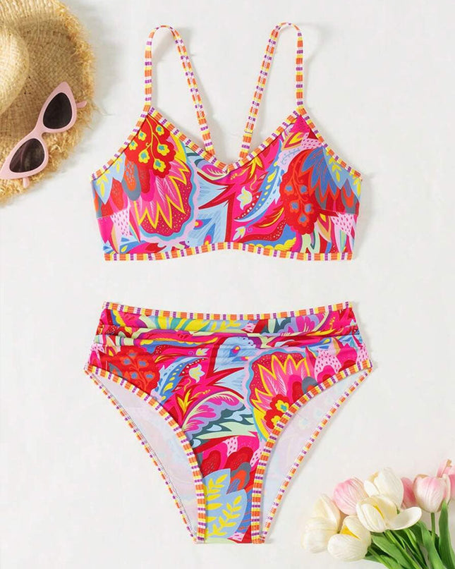 Tropical Carnival High-Waist Bikini
