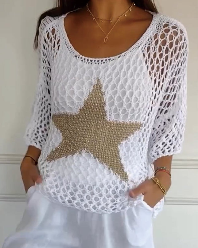 Piha | Elegant Crochet Knit Top