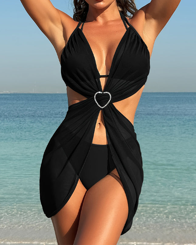 Black Glam Heart-Cutout Bikini Set