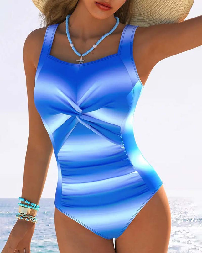 Ocean Ombre Knot Front One Piece Swimsuit