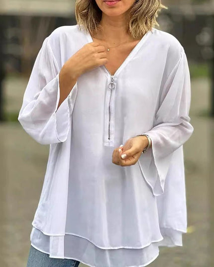 Lorelai | Chiffon Zipper Blouse